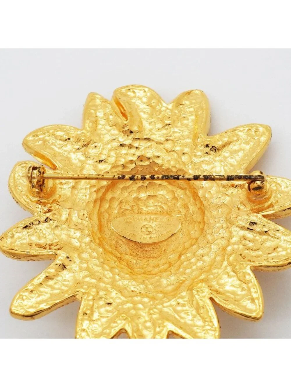 Chanel Brooch Vintage CC Logo Lion Motif Gold Plated